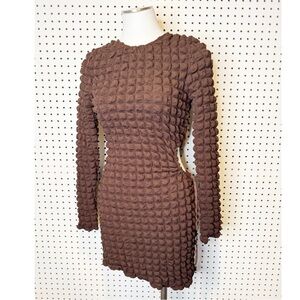 Golden | NWT Aisha Bubble Mini Dress in Brown‎ w/ Side Cut-Outs Sz. S